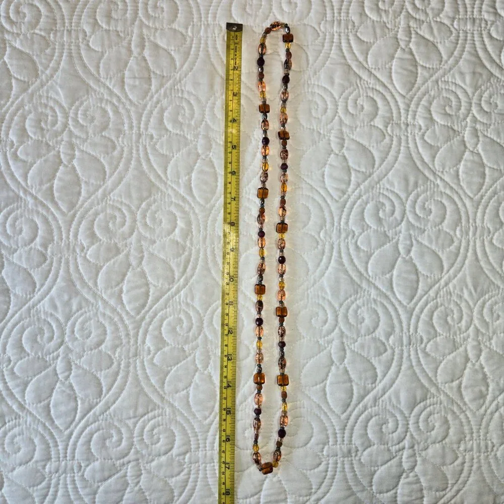 Handmade Beaded Necklace or Wrap Bracelet Brown, Red, Orange Bohemian - Picture 7 of 7